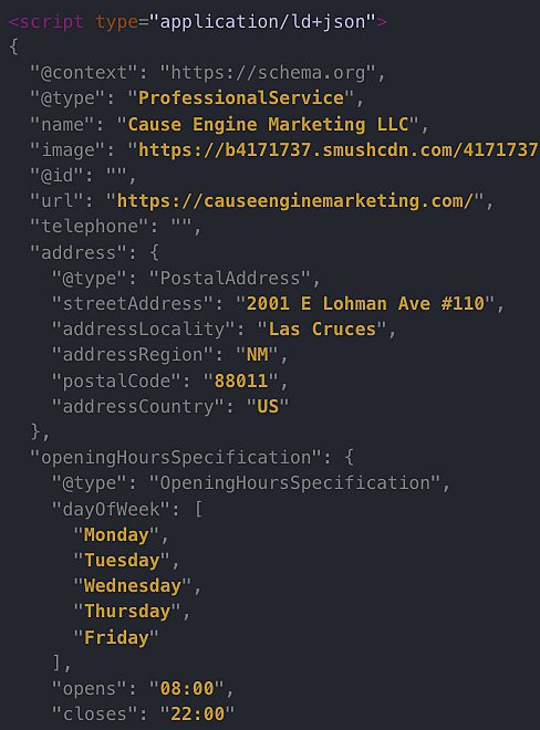 Example of Local Business schema